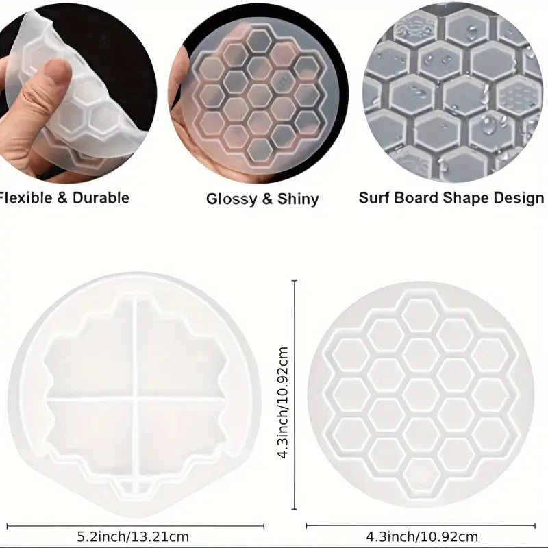 Honeycomb Bee Inspired 4 pc Coaster set w/ Holder