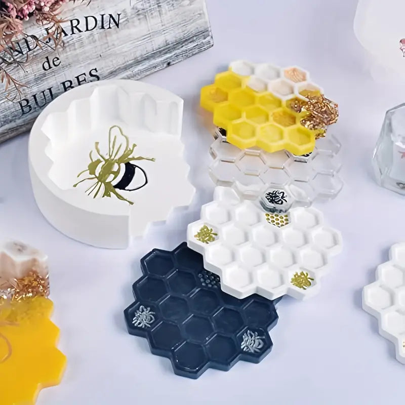 Yellow, Black & White Epoxy Coaster Set